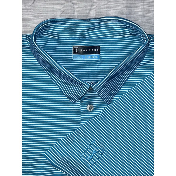 PGA Tour Airflux Golf Polo Shirt Mens‎ XLarge XL Blue Short Sleeve Performance - Picture 5 of 10